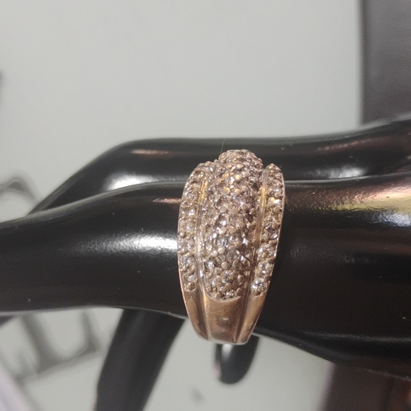 925 Sterling Stamped Pave Set Gemstone Ring Size 10 - Picture 6 of 8